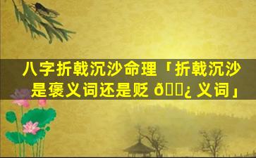 八字折戟沉沙命理「折戟沉沙是褒义词还是贬 🌿 义词」